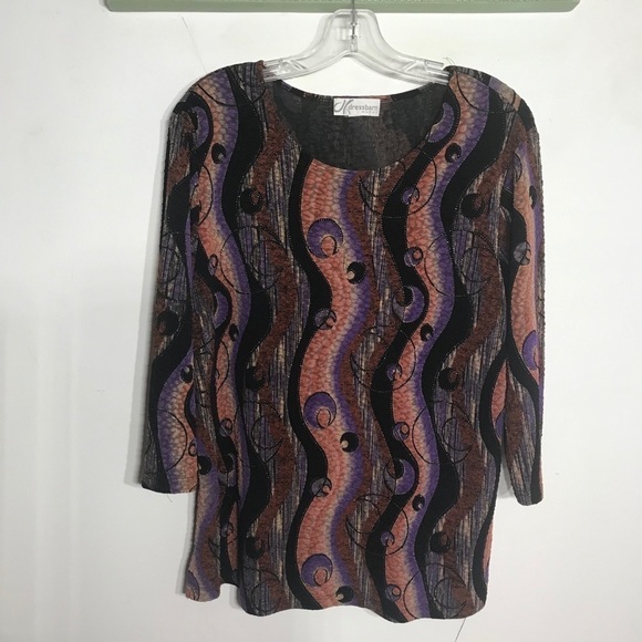 Dress barn Abstract Print Glitter women 1x blouse plus size - Picture 1 of 5